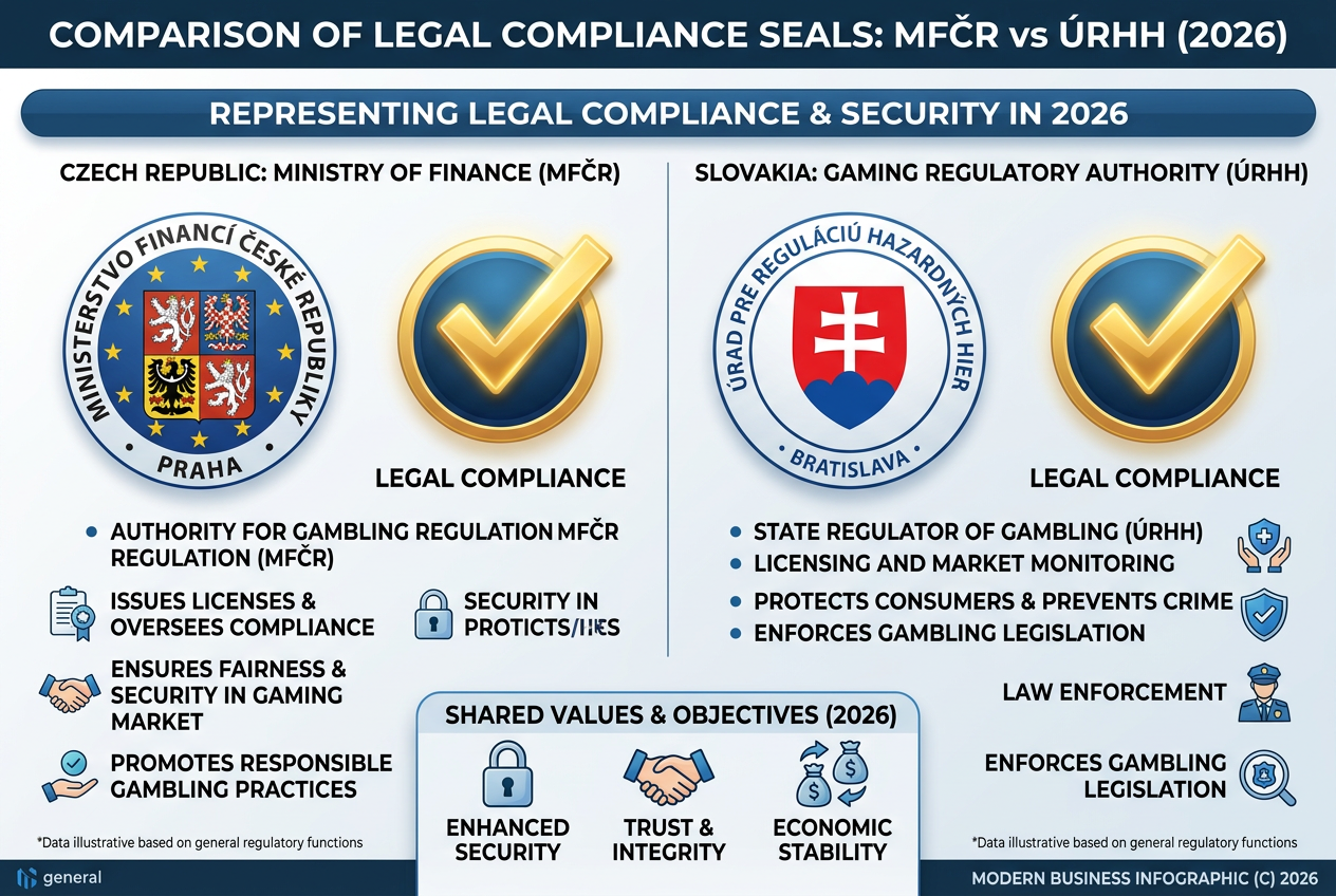Infografika srovnávající české a slovenské hazardní licence a jejich loga